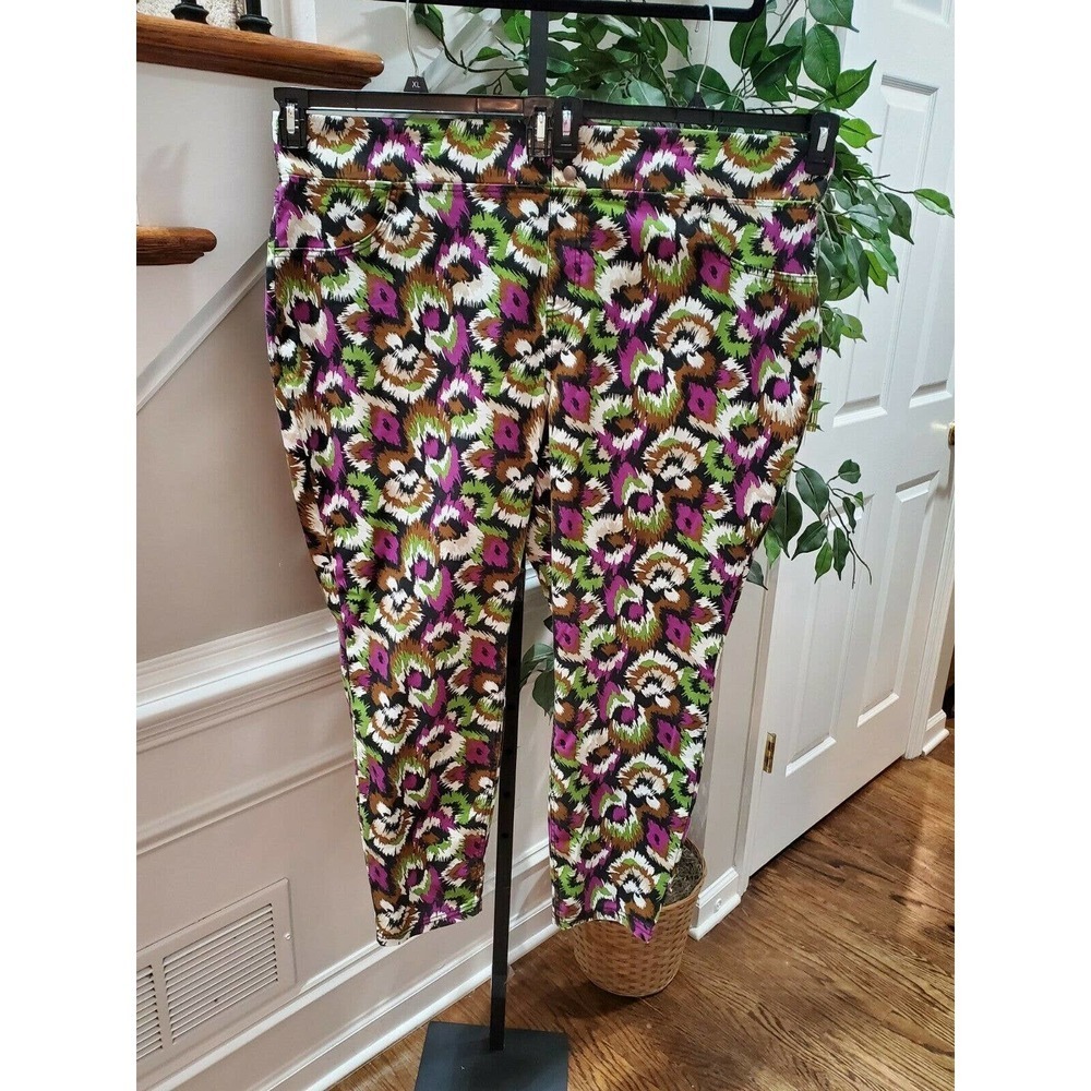 Terra & Sky Women Multicolor Cotton & Polyester Mid Rise Pull on Skinny Pant 2X